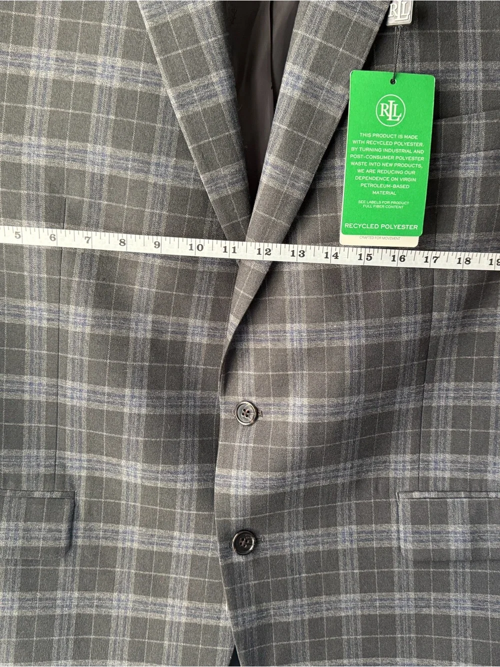 Lauren Ralph Lauren Men's Gray Plaid Sport Coat - Picture 4 of 4
